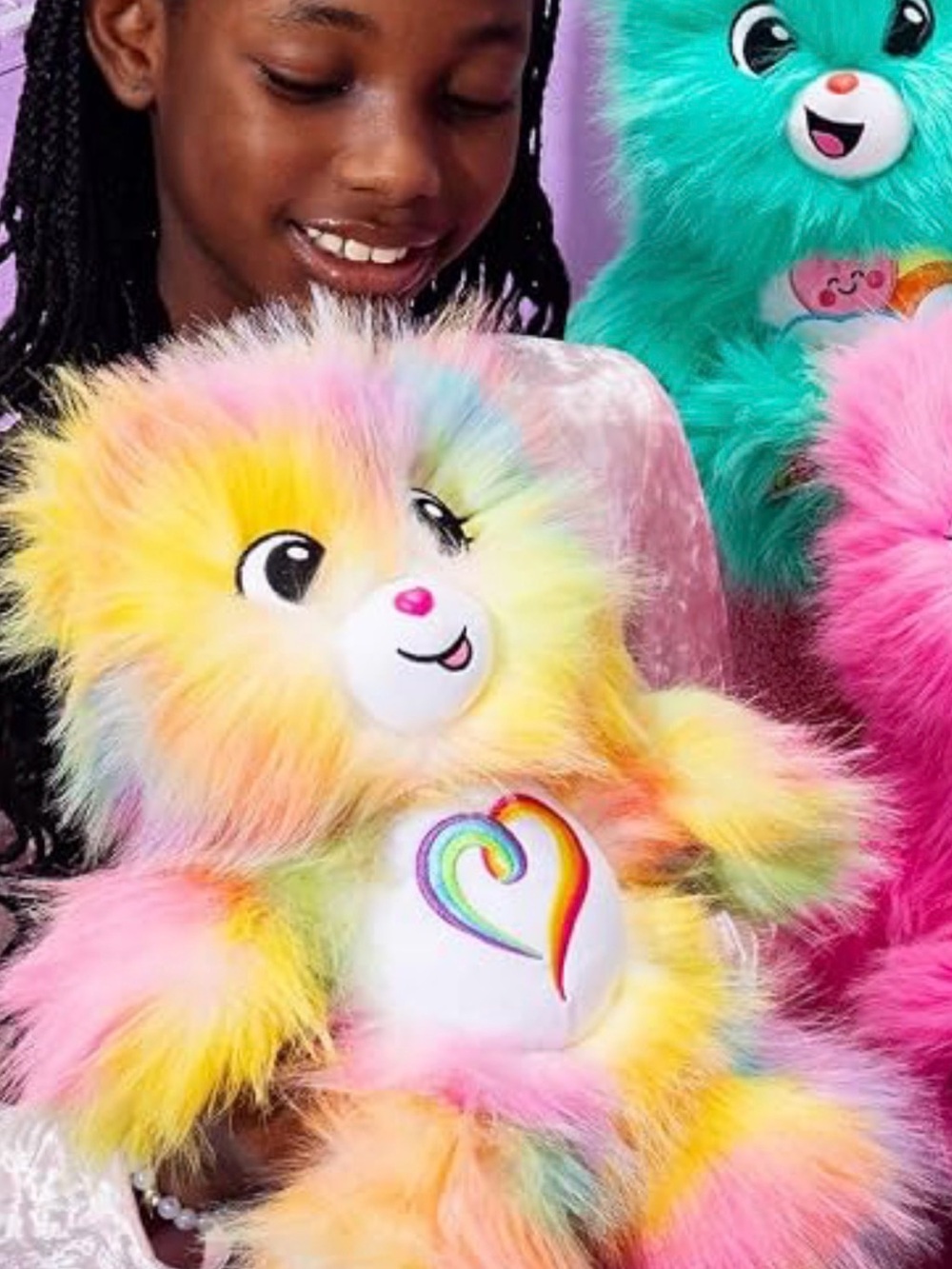 Colorful Rainbow Heart Plush Teddy - Kids Toys